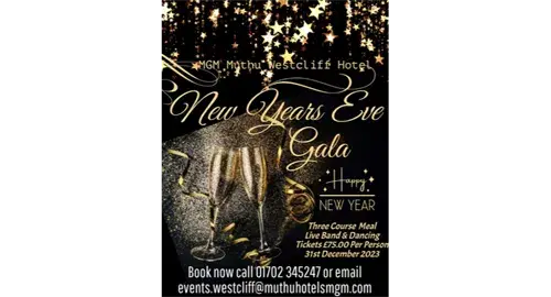 New Year's Eve Gala Dinner 2024 at Muthu Westcliff Hotel